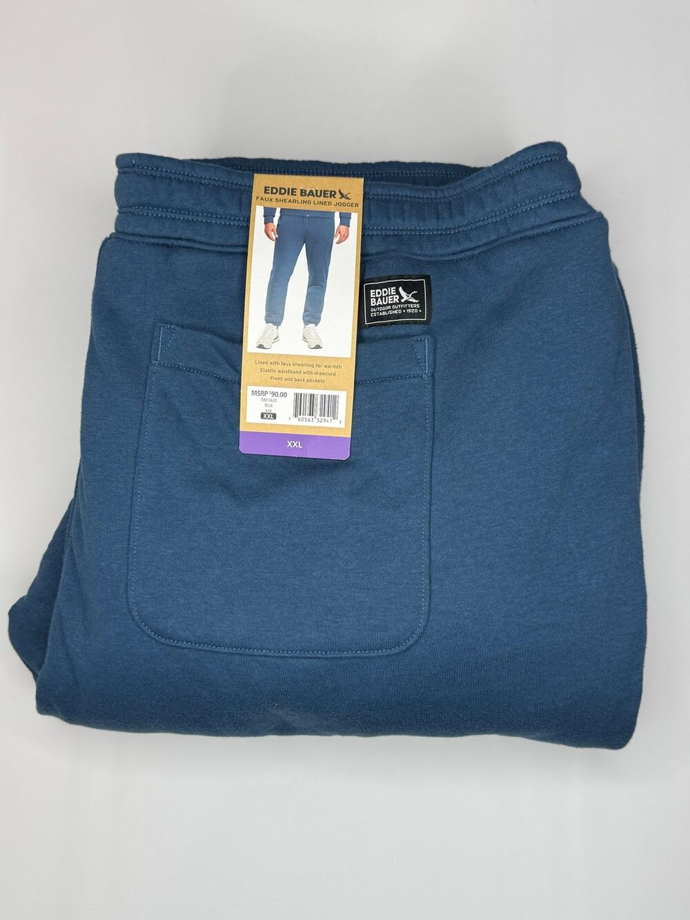 Eddie Bauer Faux Shearling Lined Joggers Men’s XXL Blue NWT